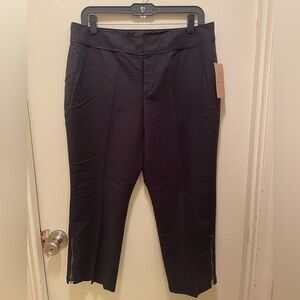 Coldwater Creek Natural Fit Cropped Leg Pants Women's Size 12P Black Stretch NWT